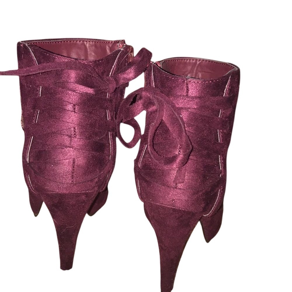Izabella Rue‎ Burgundy Suede Ankle Boots | Stylish High Heel Booties